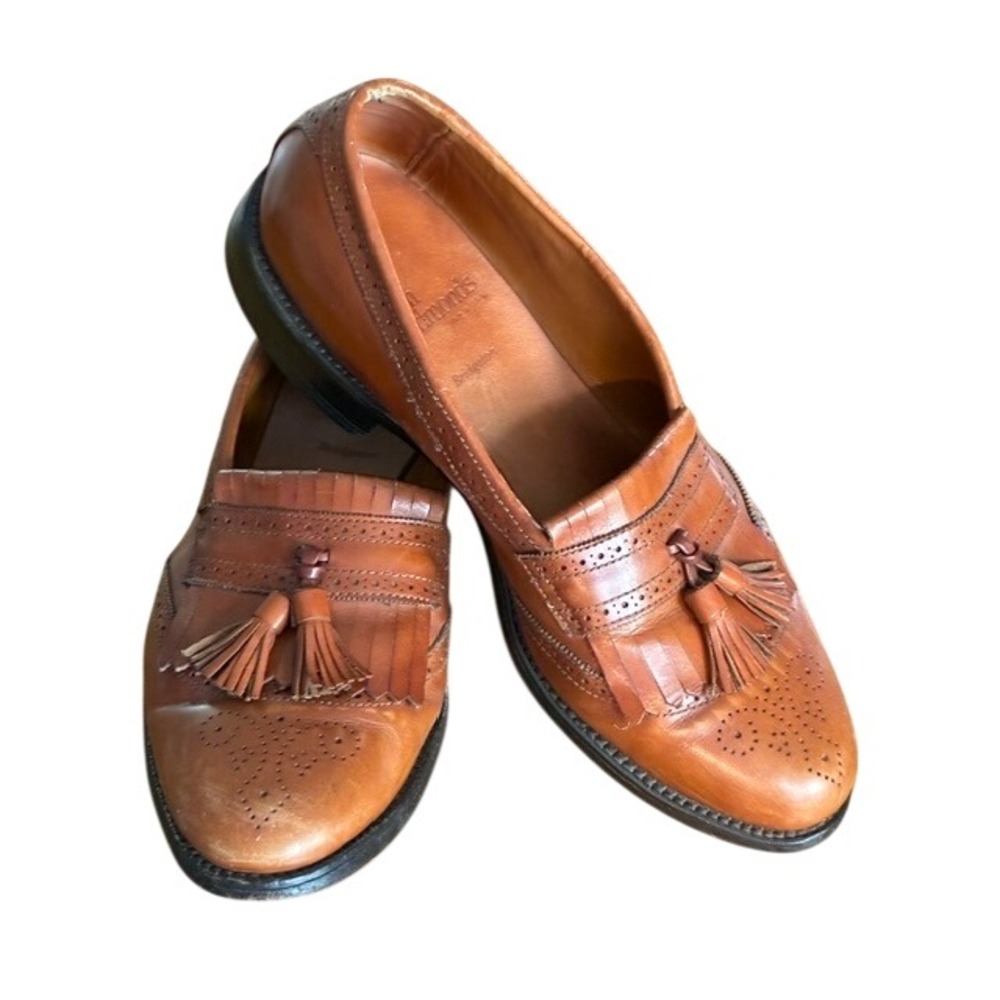 Allen Edmonds Bridgeton Loafers Mens 9.5 D Tan Good Kiltie Tassel Wingtip 78216